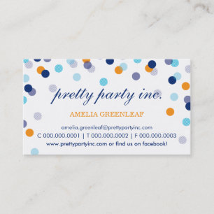 BUSINESS CARD :: stylish confetti navy aqua orange