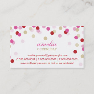 BUSINESS CARD :: stylish confetti red pink gold