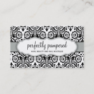 BUSINESS CARD stylish damask black silver grey