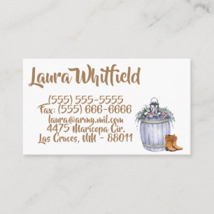 Business Card Summer Country Wedding Rustic Waterc