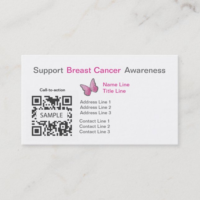 Business Card Template Breast Cancer Awareness (Front)