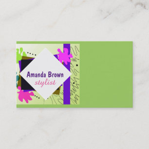 business card template colourful whimsical art