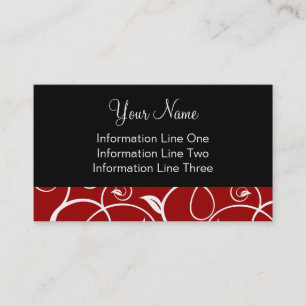 Business Card Template **Curly Vines Crimson Black