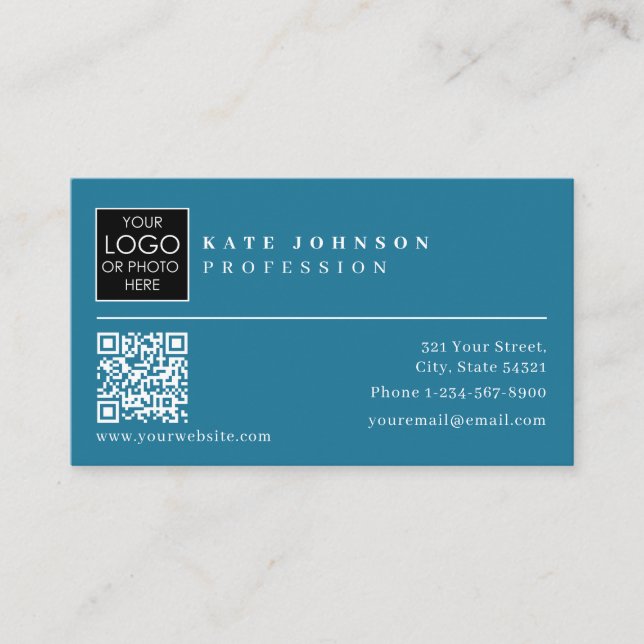 Business Card Template Custom Logo Photo QR Code (Front)