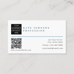 Business Card Template Custom Logo Photo QR Code