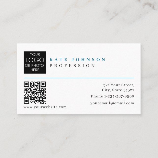 Business Card Template Custom Logo Photo QR Code (Front)