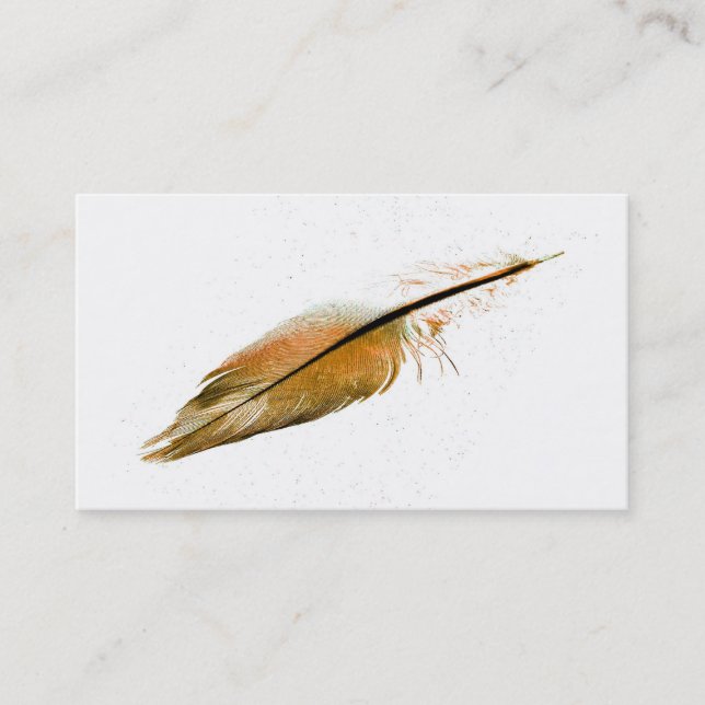 business card template feather photo art (Front)