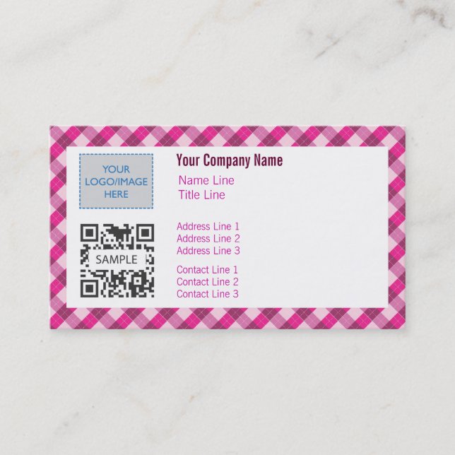 Business Card Template Generic Pink Argyle 2 (Front)