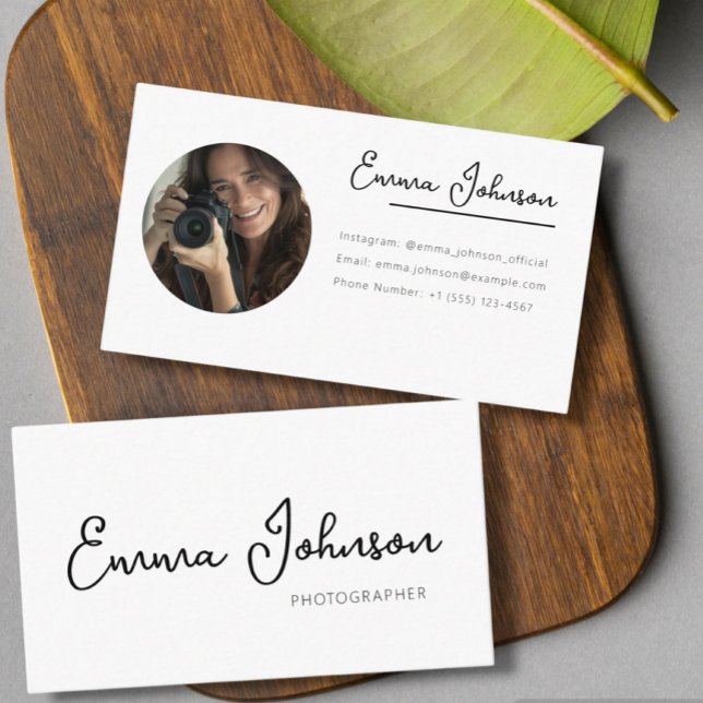 Business card template with photo, minimalist  (Creator Uploaded)