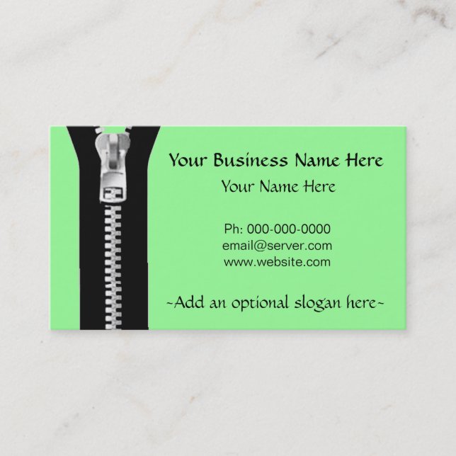 Business card template with zipper (Front)