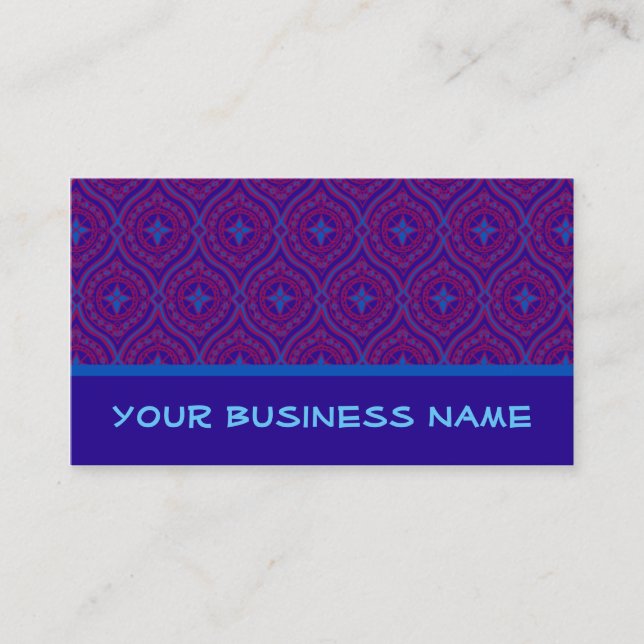 Business Card to Customise: Purple and Blue Ogees (Front)