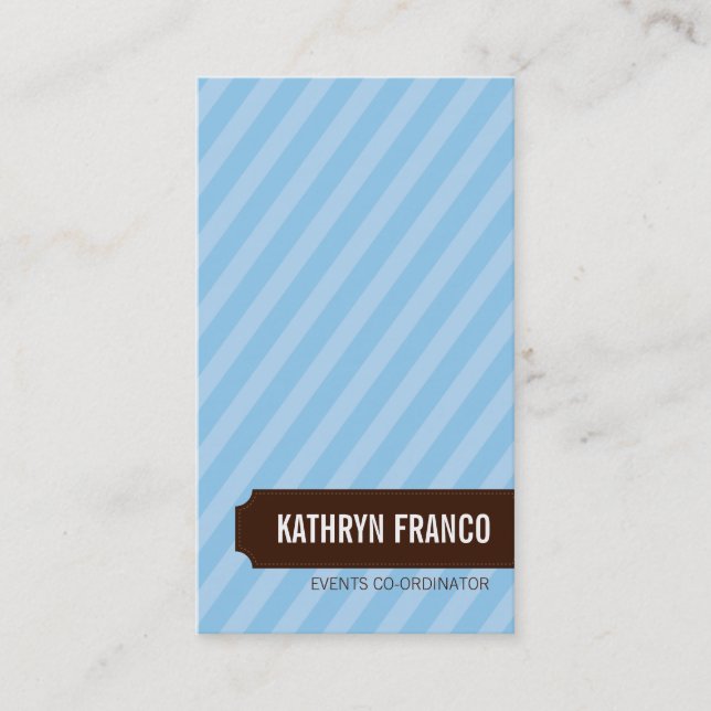 BUSINESS CARD trendy bold candy stripe pale blue (Front)