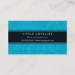 BUSINESS CARD trendy flourish aqua blue black