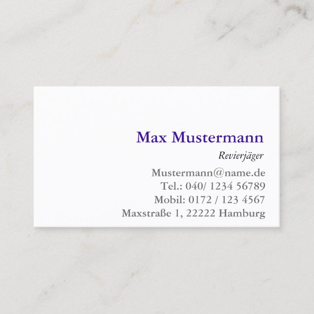Business card upholstered (Front)