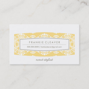BUSINESS CARD vintage floral pattern panel yellow