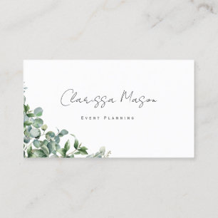 Business Card, Watercolor Eucalytus Card