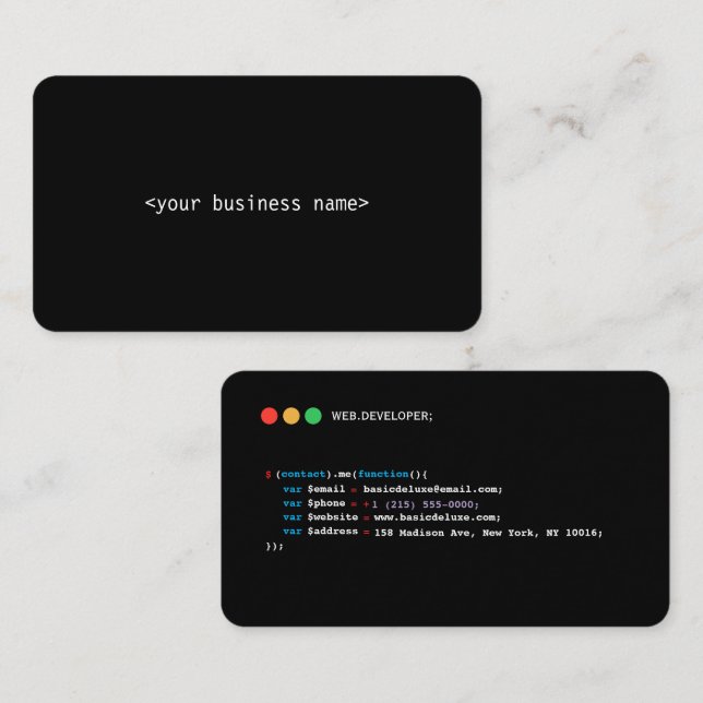Business Card - Web developer style  (Front/Back)