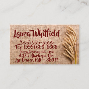 Business Card Wheat on Burlap Sack Country Rustic