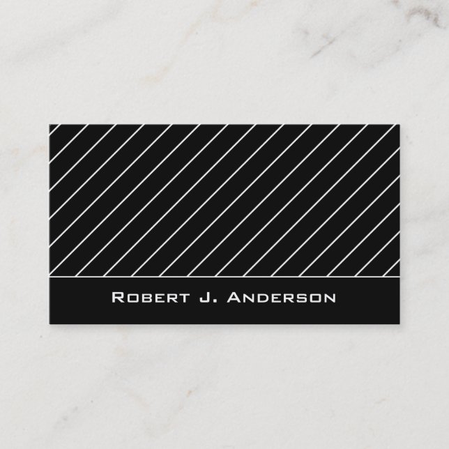 Business Card :: White & Black Striped Modern (Front)