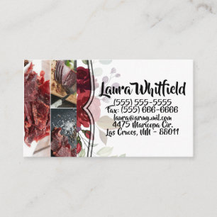 Business Card White Roses Gold Geometric