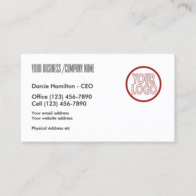 Business Card With Custom Logo Personalised (Front)