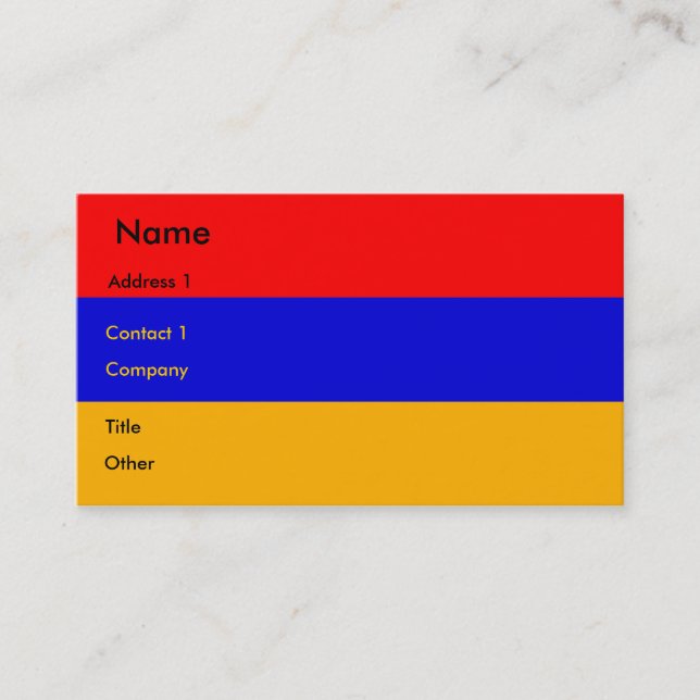 Business Card with Flag of Armenia (Front)