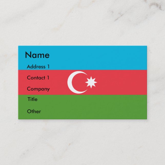 Business Card with Flag of Azerbaijan (Front)