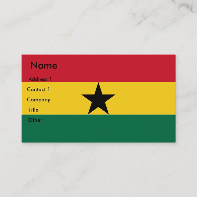 Business Card with Flag of Ghana (Front)