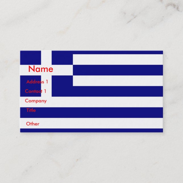 Business Card with Flag of Greece (Front)