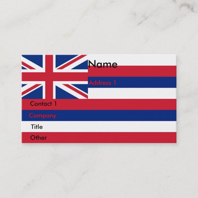 Business Card with Flag of Hawaii U.S.A. (Front)