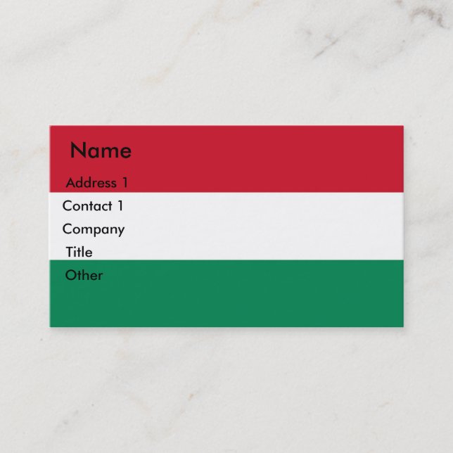 Business Card with Flag of Hungary (Front)