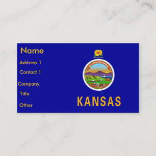 Business Card with Flag of Kansas U.S.A.