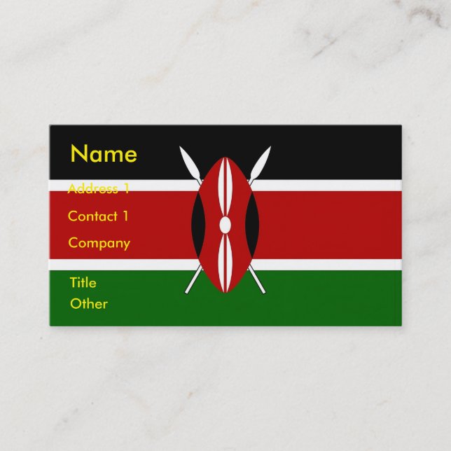 Business Card with Flag of Kenya (Front)