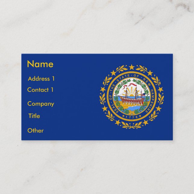 Business Card with Flag of New Hampshire U.S.A. (Front)