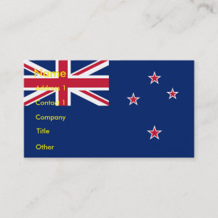 Business Card with Flag of New Zealand