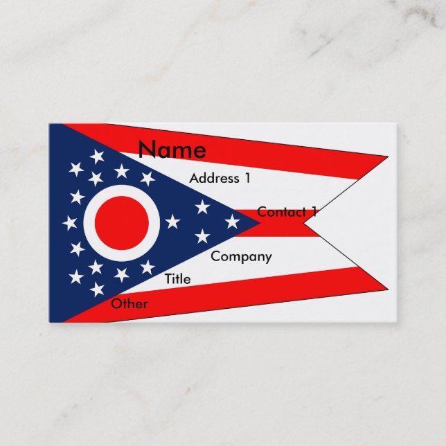 Business Card with Flag of Ohio U.S.A. (Front)
