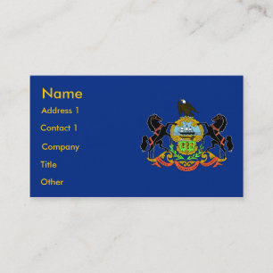 Business Card with Flag of Pennsylvania U.S.A.