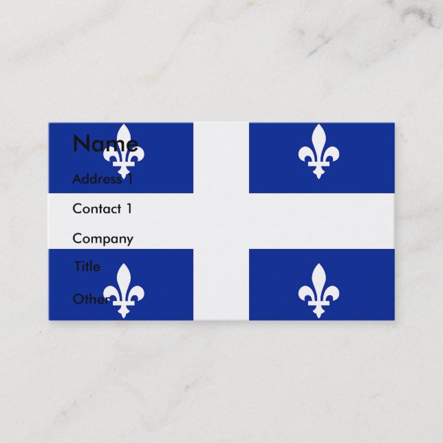 Business Card with Flag of Quebec, Canada (Front)