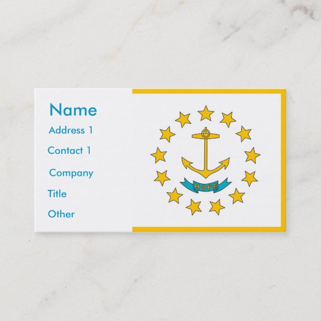Business Card with Flag of Rhode Island U.S.A. (Front)