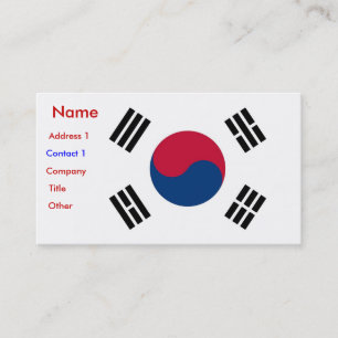 Business Card with Flag of South Korea