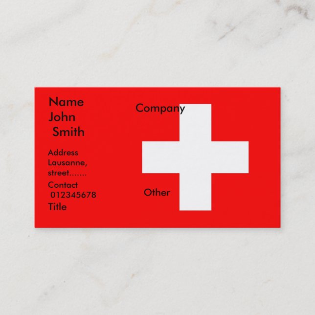 Business Card with Flag of Switzerland (Front)