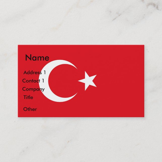 Business Card with Flag of Turkey (Front)