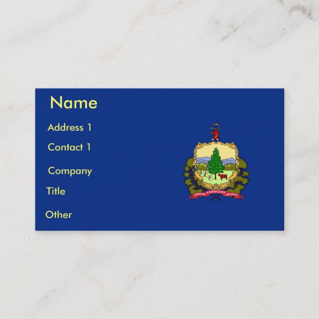 Business Card with Flag of Vermont U.S.A. (Front)