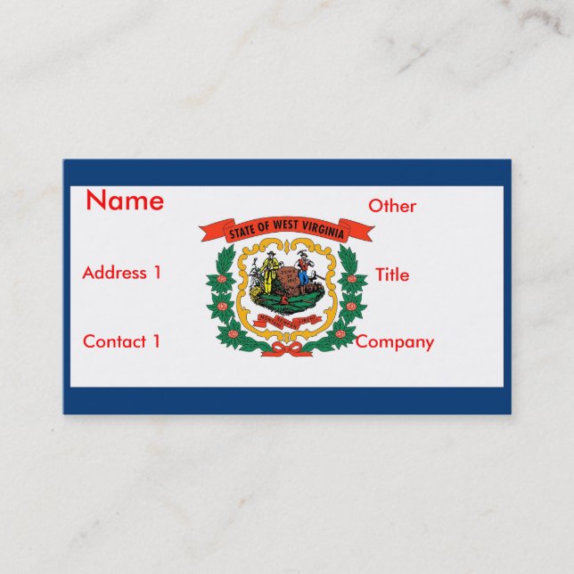 Business Card with Flag of West Virginia U.S.A. (Front)