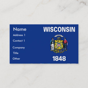 Business Card with Flag of Wisconsin U.S.A.