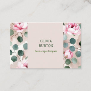 Business card with floral background and name