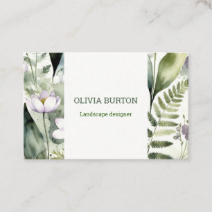 Business card with floral background and name