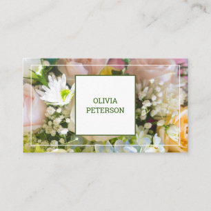 Business card with flower background.