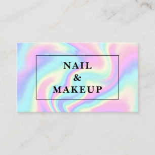 Business card with holographic background.