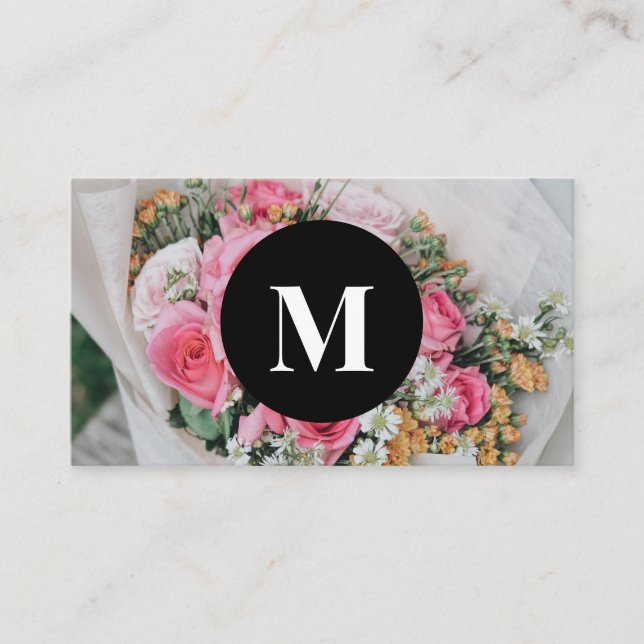 Business card with monogram and background. (Front)